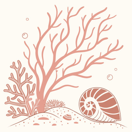 Underwater background with corals and snail. Vector illustration for your designのイラスト素材