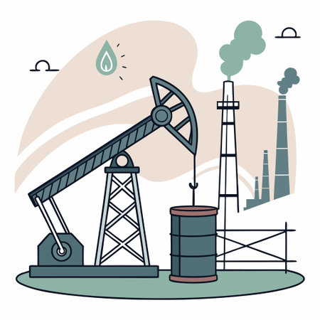 Oil industry. Vector illustration in flat style. Oil and gas industry.のイラスト素材