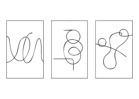 Vector set of abstract geometric shapes. Hand drawn line art illustration.のイラスト素材