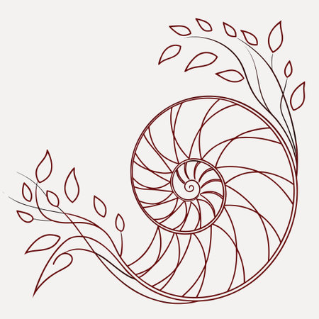 Nautilus shell on a floral background. Vector illustration for your designのイラスト素材