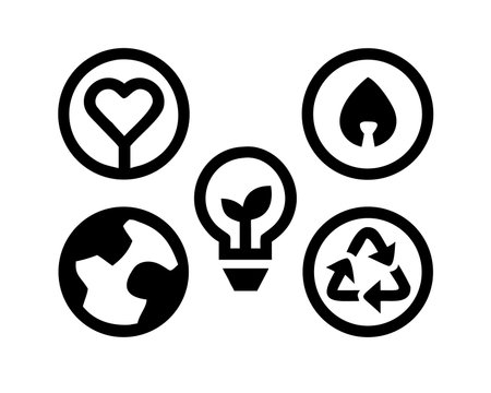 Eco friendly icons set. Recycling symbol. Vector illustrationのイラスト素材