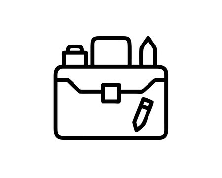 Pencil case icon vector. A thin line sign. Isolated contour symbol illustrationのイラスト素材