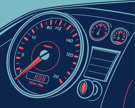 illustration of a speedometer in a car. Vector illustration.のイラスト素材