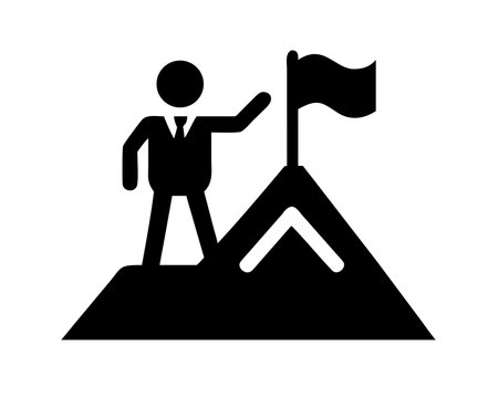Businessman on top of mountain with flag flat vector icon for apps and websitesのイラスト素材