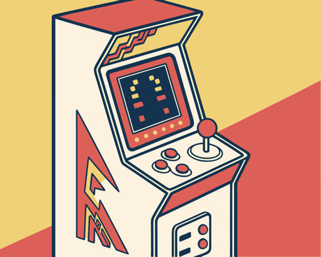 Retro arcade game vector illustration in retro style. Retro arcade game machine.のイラスト素材