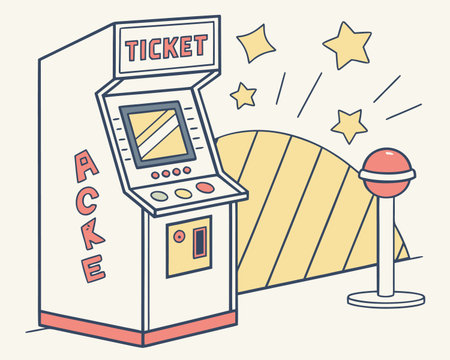 Retro arcade game machine vector illustration in vintage 80s style.のイラスト素材