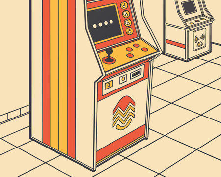 Retro arcade machine. Vector illustration in retro style. Vintage slot machine.のイラスト素材