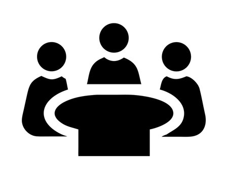 Meeting icon vector group of people in flat color glyph pictogram illustrationのイラスト素材