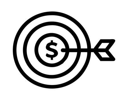 Dollar Target Icon Vector. Outline Dollar Target Sign. Isolated Contour Symbol Illustrationのイラスト素材