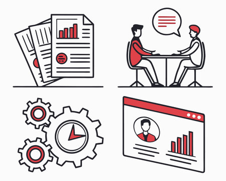 Set of business icons. Vector illustration in thin line style design.のイラスト素材