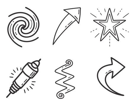 Set of hand drawn doodle star icons. Vector illustration.のイラスト素材