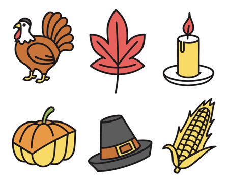 Thanksgiving icon set. Vector illustration. Set of thanksgiving icons.のイラスト素材