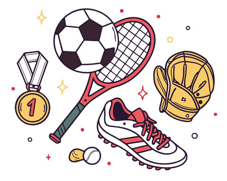set of sport equipment isolated icons vector illustration design vector illustration graphic designのイラスト素材