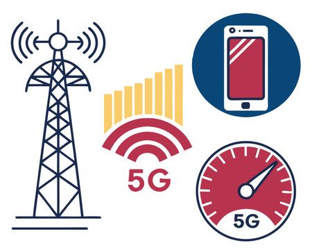 Vector illustration of 5G, 5G and 5G technology icons