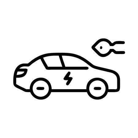 Electric Car Icon Vector. Outline Electric Car Sign. Isolated Contour Symbol Illustrationのイラスト素材