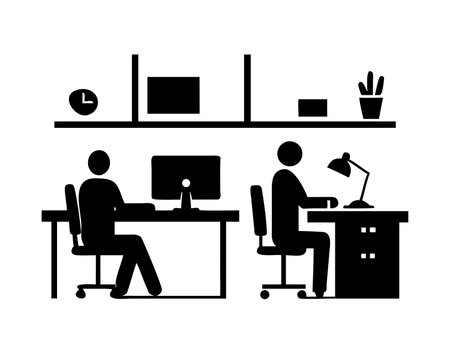 businessman working in the office, silhouette style icon vector illustration designのイラスト素材