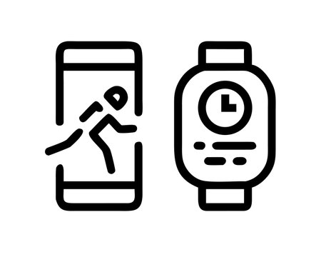 Smartwatch icon vector. A thin line sign. Isolated contour symbol illustrationのイラスト素材