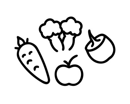 vegetables icon over white background, line style, vector illustrationのイラスト素材