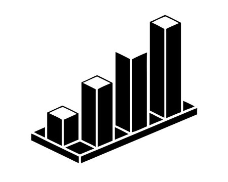 statistics bar chart icon over white background, silhouette style, vector illustrationのイラスト素材
