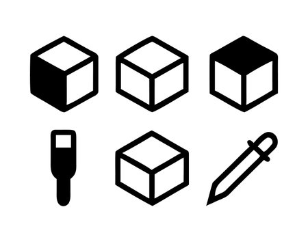Set of black and white 3d cubes icons. Vector illustration.のイラスト素材