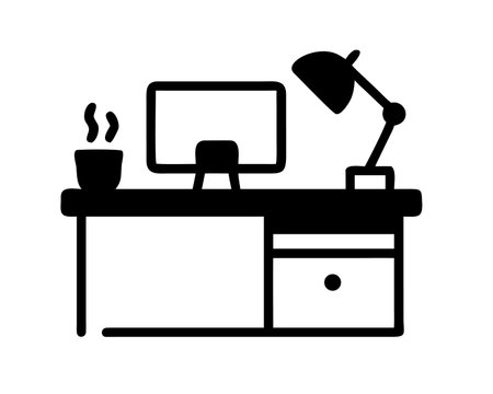 Workplace icon vector. A thin line sign. Isolated contour symbol illustrationのイラスト素材