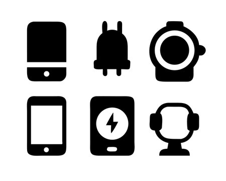 Smartphone icons set. Vector illustration in black on white background.のイラスト素材