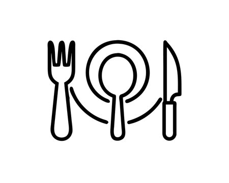 spoon and fork icon on white background. vector illustration. flat style.のイラスト素材