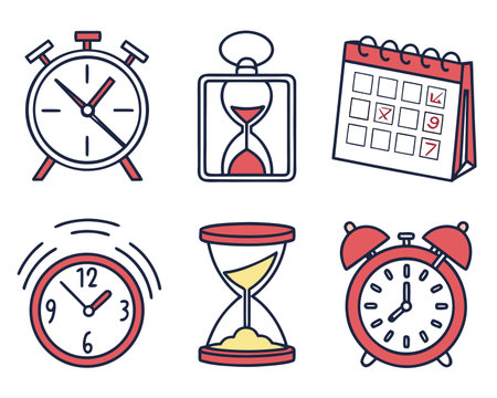 Time management icons set. Flat illustration of time management vector icons for web designのイラスト素材