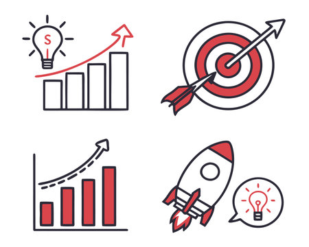 Business and marketing icons set. Vector illustration in thin line style.のイラスト素材