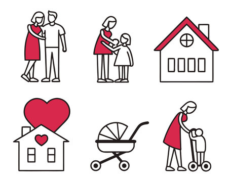 family icon set design, vector illustration eps10 graphic flat styleのイラスト素材