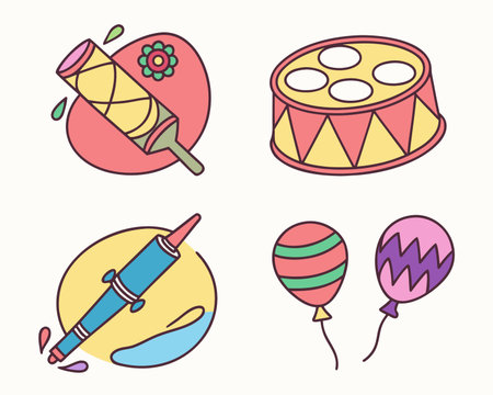 Set of circus icons. Vector illustration in flat design style. Isolated on white background.のイラスト素材