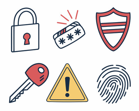 Set of icons on the theme of data protection. Vector illustration.のイラスト素材