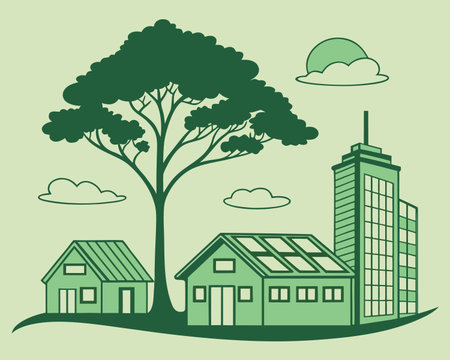 Ecology concept with green icons design, vector illustration 10 eps graphic.のイラスト素材