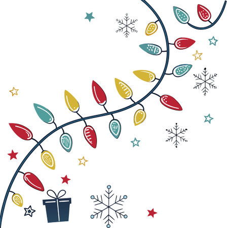 Christmas garland with gifts and snowflakes on a white backgroundのイラスト素材