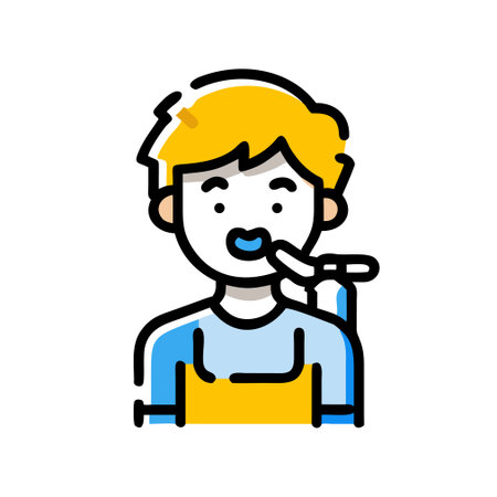 Man cleaning his teeth with a dental floss. Vector illustration.のイラスト素材