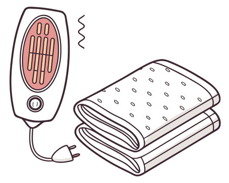 Illustration of an electric heater with a book on a white backgroundのイラスト素材