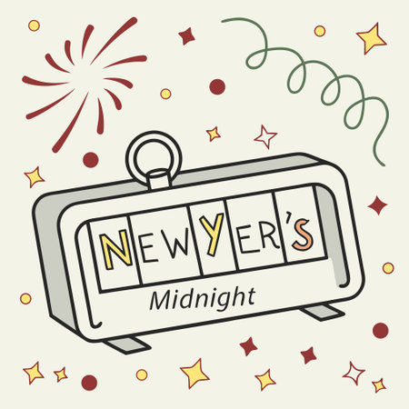 Retro alarm clock with the words New Year's Eve. Vector illustration.のイラスト素材