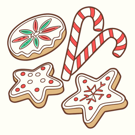 Christmas gingerbread cookies. Vector illustration in doodle style.のイラスト素材