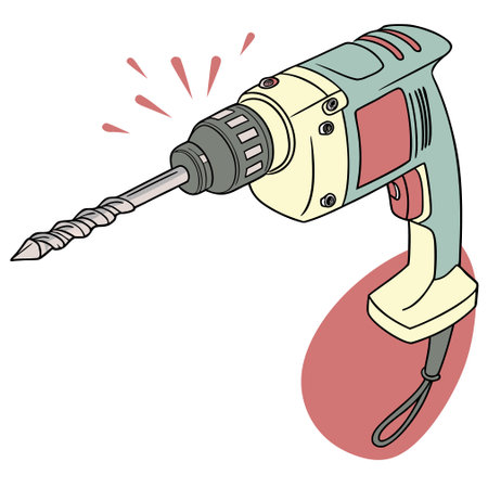 illustration of electric screwdriver in cartoon style on a white backgroundのイラスト素材