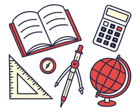 School and education elements. Vector illustration in doodle style.のイラスト素材