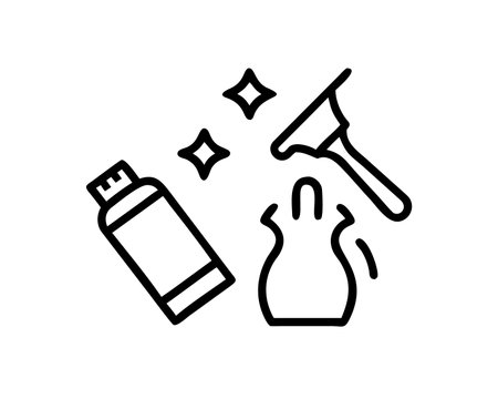 Cleaning service line icon, concept illustration, outline symbol, vector sign, linear symbol.のイラスト素材