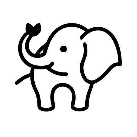 Elephant Icon Vector. Outline Elephant Sign. Isolated Contour Symbol Illustrationのイラスト素材