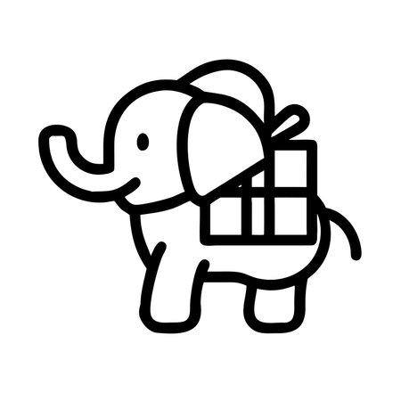 Elephant Gift Icon Vector. Outline Elephant Gift Sign. Isolated Contour Symbol Illustrationのイラスト素材