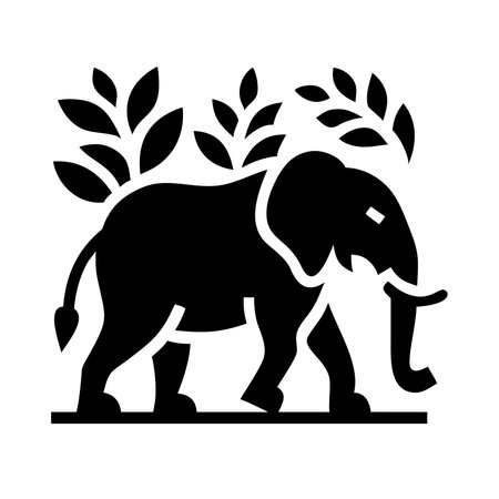 Elephant black icon, concept illustration, vector flat symbol, glyph sign.のイラスト素材