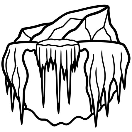 Ice cave. Black and white vector illustration for coloring book or page.のイラスト素材