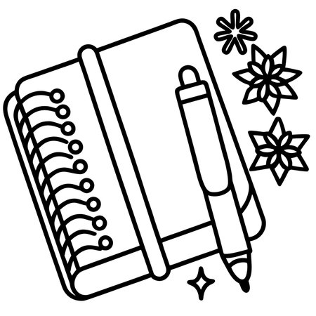 Notebook and pen icon. Vector illustration of notebook and pen.のイラスト素材