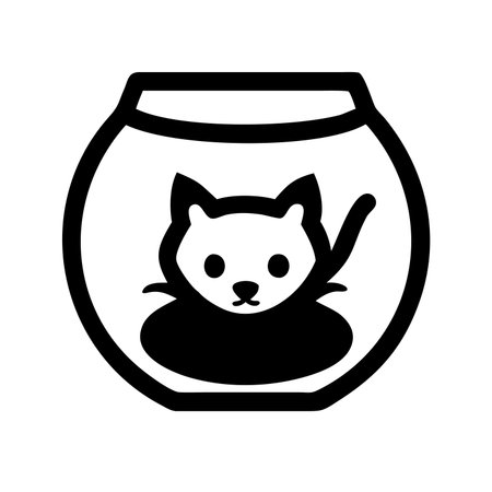 Cute cat in a glass jar vector illustration, solid design iconのイラスト素材