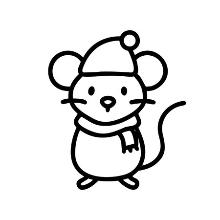 Christmas mouse icon vector isolated on white background, Christmas mouse transparent sign, linear symbol and stroke design elements in outline styleのイラスト素材