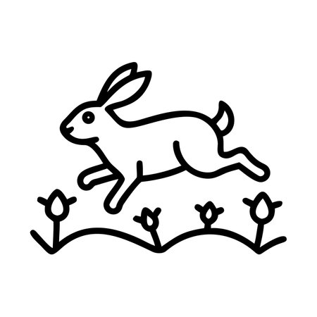 Rabbit icon, outline style, editable stroke filled vector illustrationのイラスト素材