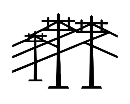 electricity pylon icon over white background, silhouette style, vector illustrationのイラスト素材